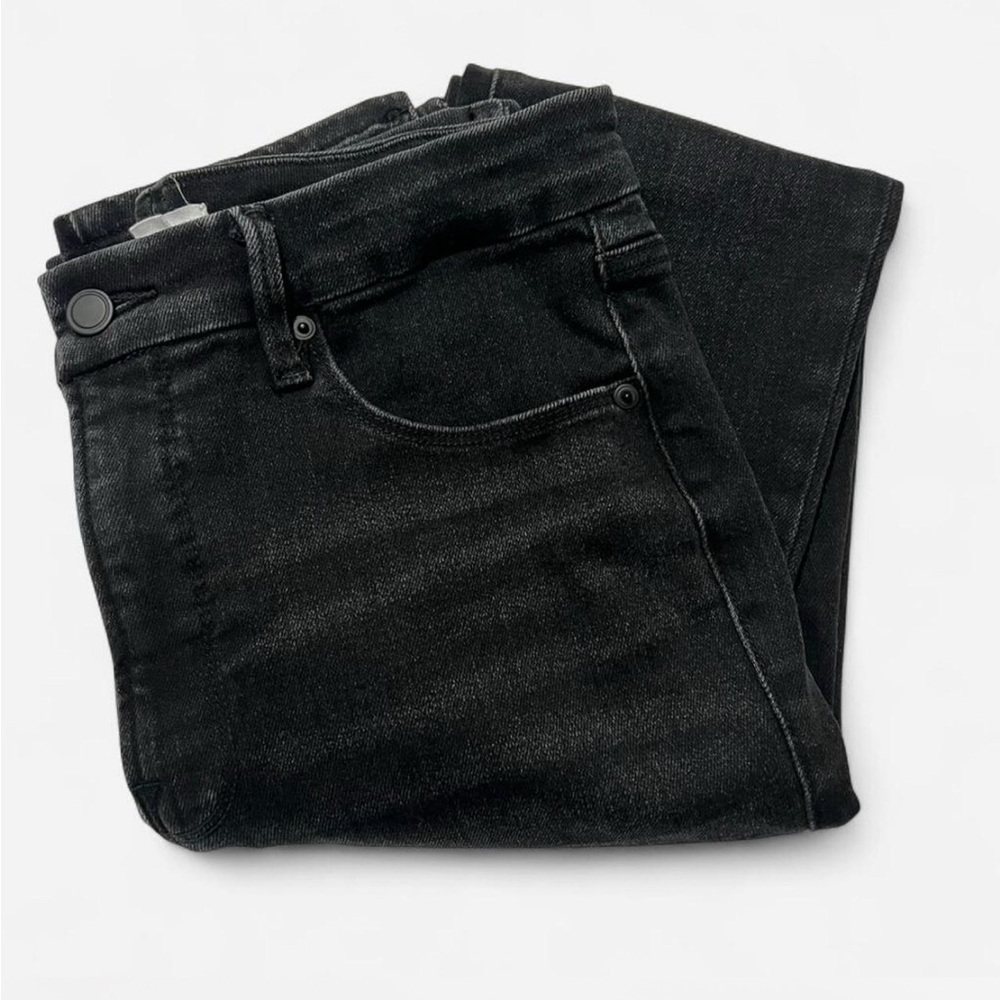 Good American Womens Size 12 Skinny Jeans Black Wash Mid Rise Ankle Slit NWOT